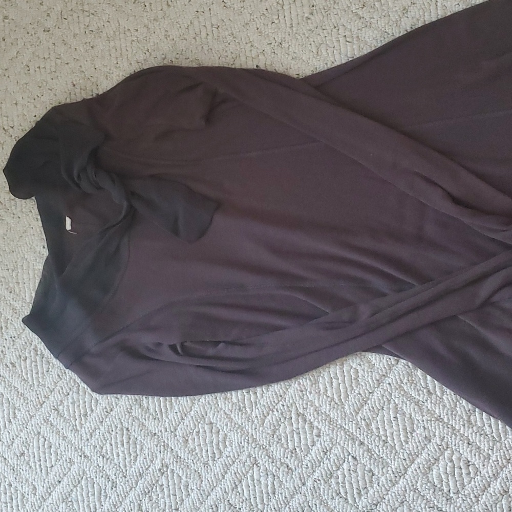 long tunic long sleeve soft with tie brown unknown brand